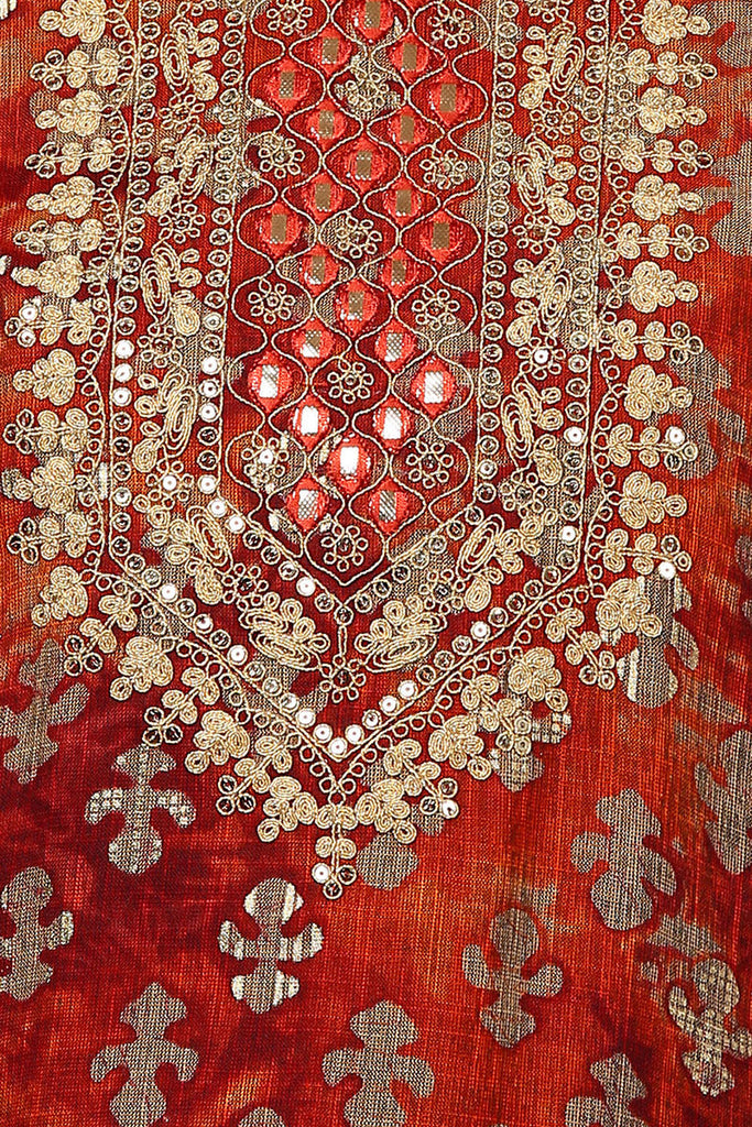Orange Viscose Rayon Embroidered Kurta VCK9522