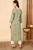 Green Viscose Rayon Ethnic Motifs Printed Straight Kurta VCK9523