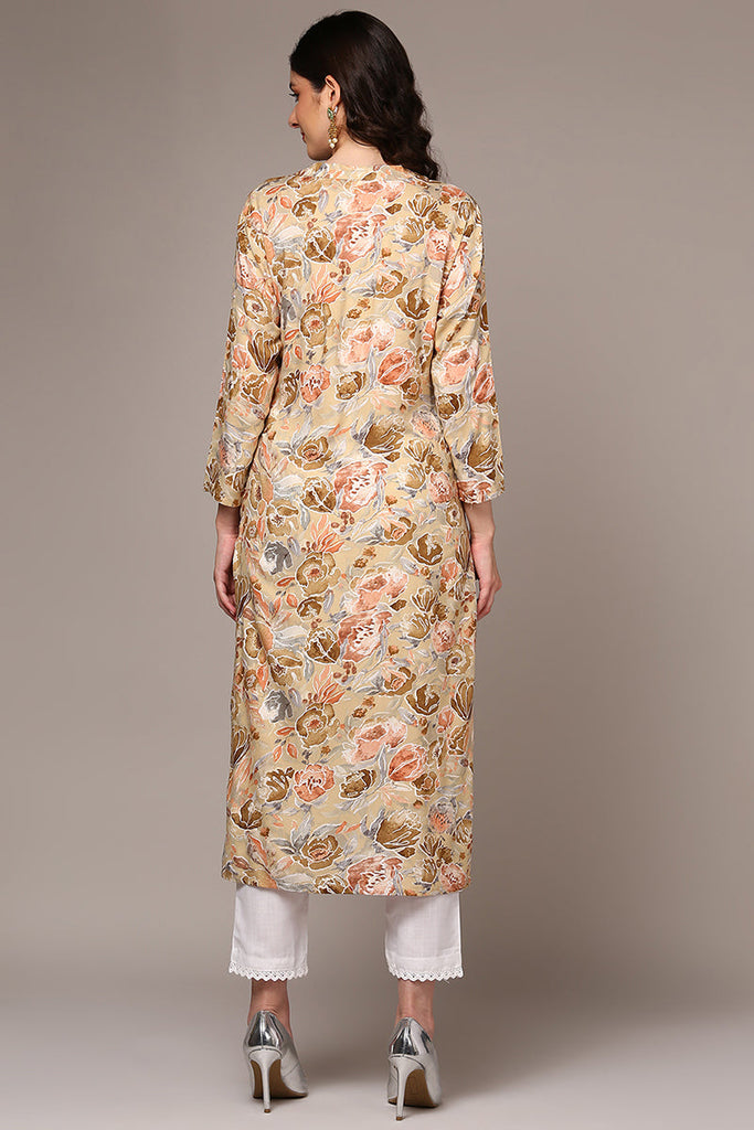 Beige Viscose Rayon Floral Printed Kurta VCK9525