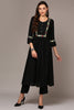 Black Viscose Rayon Embroidered Flared Kurta VCK9535