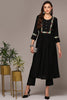 Black Viscose Rayon Embroidered Flared Kurta VCK9535