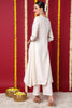 Off White Silk Blend Solid Embroidered Flared Kurta VCK9542