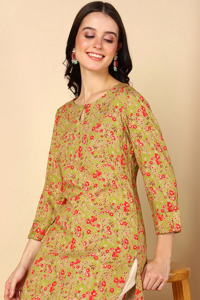 Mustard Yellow Viscose Rayon Ethnic Motifs Straight Kurta VCK9559