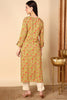 Mustard Yellow Viscose Rayon Ethnic Motifs Straight Kurta VCK9559