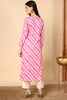 Purple Viscose Rayon Leheriya Printed Straight Kurta VCK9630