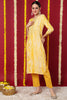 Yellow Viscose Rayon Abstract Printed Straight Kurta VCK9632