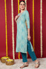 Blue Viscose Rayon Abstract Printed Straight Kurta VCK9633