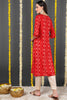 Red Viscose Rayon Ethnic Motifs Printed Straight Kurta VCK9635