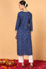 Navy Blue Cotton Leheriya Printed Straight Kurta VCK9645