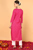 Pink Cotton Leheriya Printed Straight Kurta VCK9647