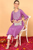 Purple Cotton Leheriya Printed Straight Kurta VCK9648