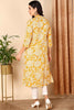 Yellow Cotton Floral Printed Flared Kurta VCK9652