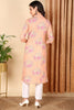 Peach Cotton Floral Printed Flared Kurta VCK9653