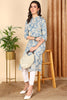 Blue Cotton Floral Printed Flared Kurta VCK9655