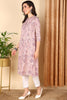 Mauve Cotton Floral Printed Flared Kurta VCK9658