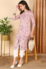 Mauve Cotton Floral Printed Flared Kurta VCK9658