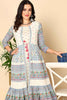 White Cotton Ethnic Motifs Embroidered Flared Kurta VCK9662