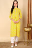 Yellow Cotton Ethnic Motifs Printed Straight Kurta VCK9673