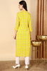 Yellow Cotton Ethnic Motifs Printed Straight Kurta VCK9673