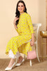 Yellow Cotton Ethnic Motifs Printed Straight Kurta VCK9673