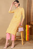 Yellow Cotton Chevron Printed Straight Kurta VCK9674