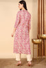 Off White Cotton Floral Printed Straight Kurta VCK9676