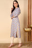 Blue Cotton Ethnic Motifs Printed Straight Kurta VCK9677