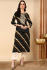 Black Viscose Rayon Leheriya Printed Straight Kurta VCK9684