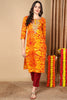 Orange Viscose Rayon Abstract Printed Straight Kurta VCK9691