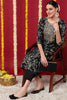 Navy Blue Silk Blend Floral Printed Straight Kurta VCK9698