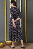 Navy Blue Viscose Rayon Ethnic Motifs Printed A-Line Dress VCK9715