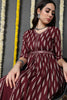 Maroon Viscose Rayon Ethnic Motifs Printed A-Line Dress VCK9716