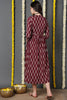 Maroon Viscose Rayon Ethnic Motifs Printed A-Line Dress VCK9716