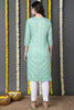 Sea Green Cotton Blend Bandhani Printed Straight Kurta VCK9740