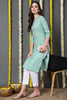 Sea Green Cotton Blend Bandhani Printed Straight Kurta VCK9740