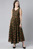  Women Pure Cotton Green Floral Maxi Dress