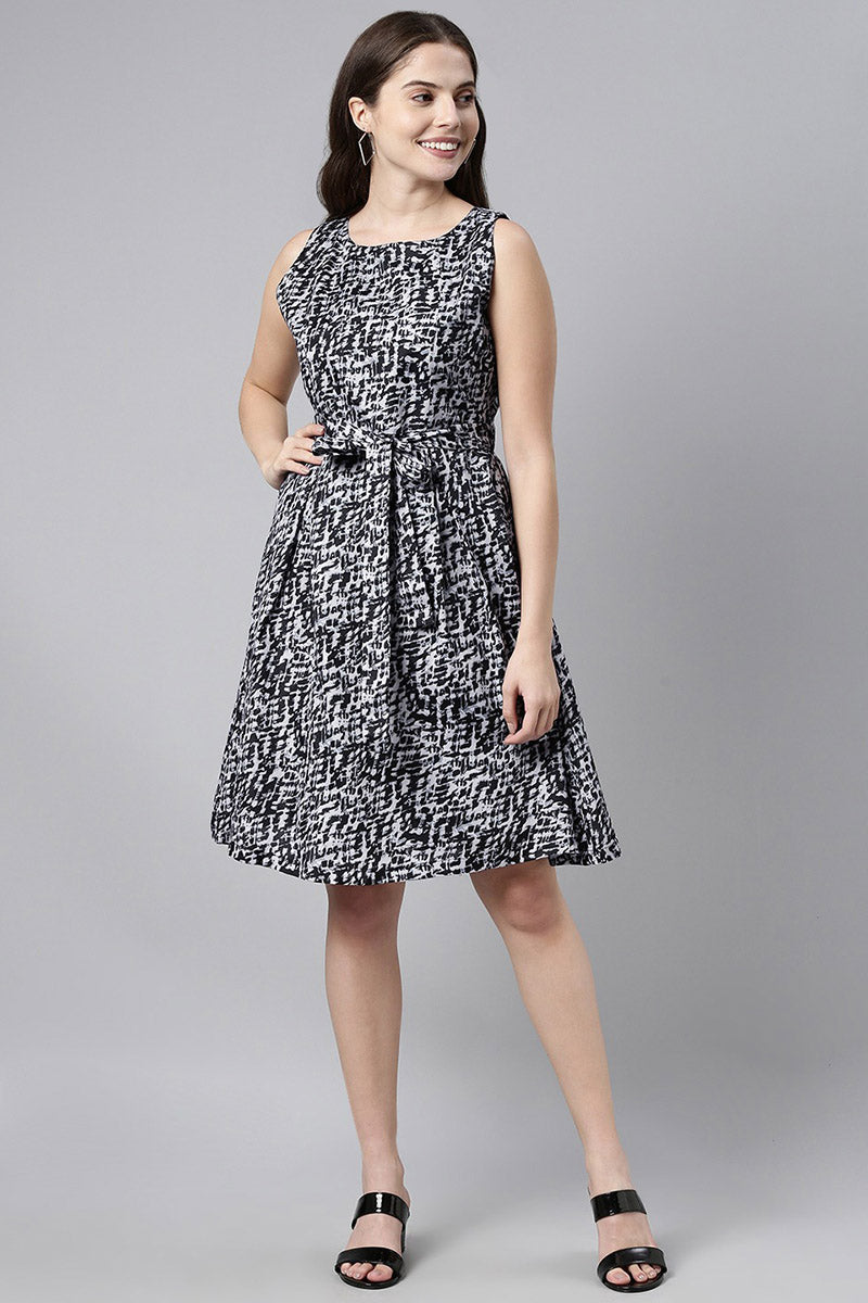  Black Crepe A-Line Dress