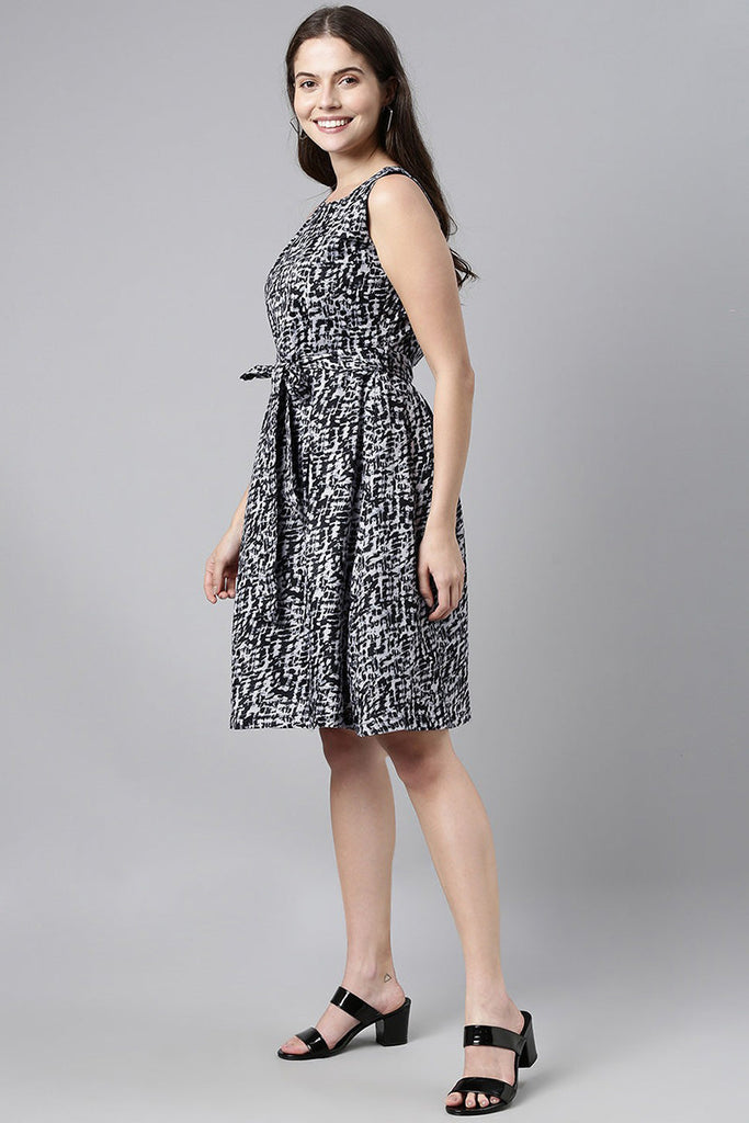  Black Crepe A-Line Dress