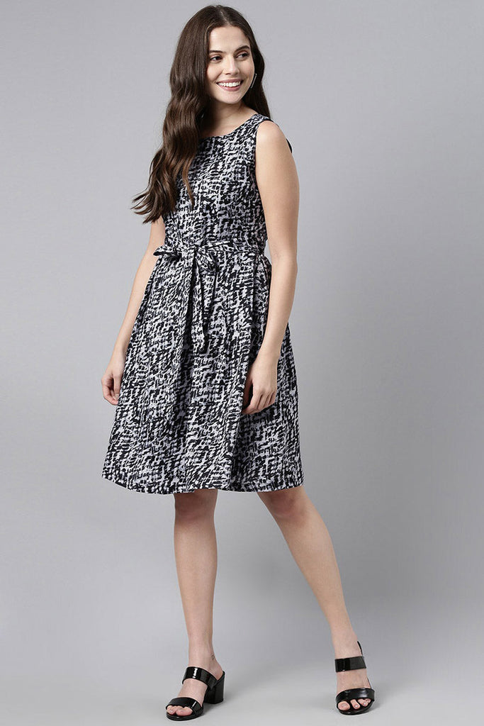  Black Crepe A-Line Dress