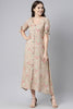  Women Pure Cotton Brown & Pink Floral Print A-Line Midi Dress