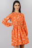  Women Orange Floral Printed Dress