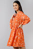  Women Orange Floral Printed Dress