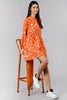  Women Orange Floral Printed Dress