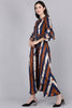  Women Brown Striped Striped Dress