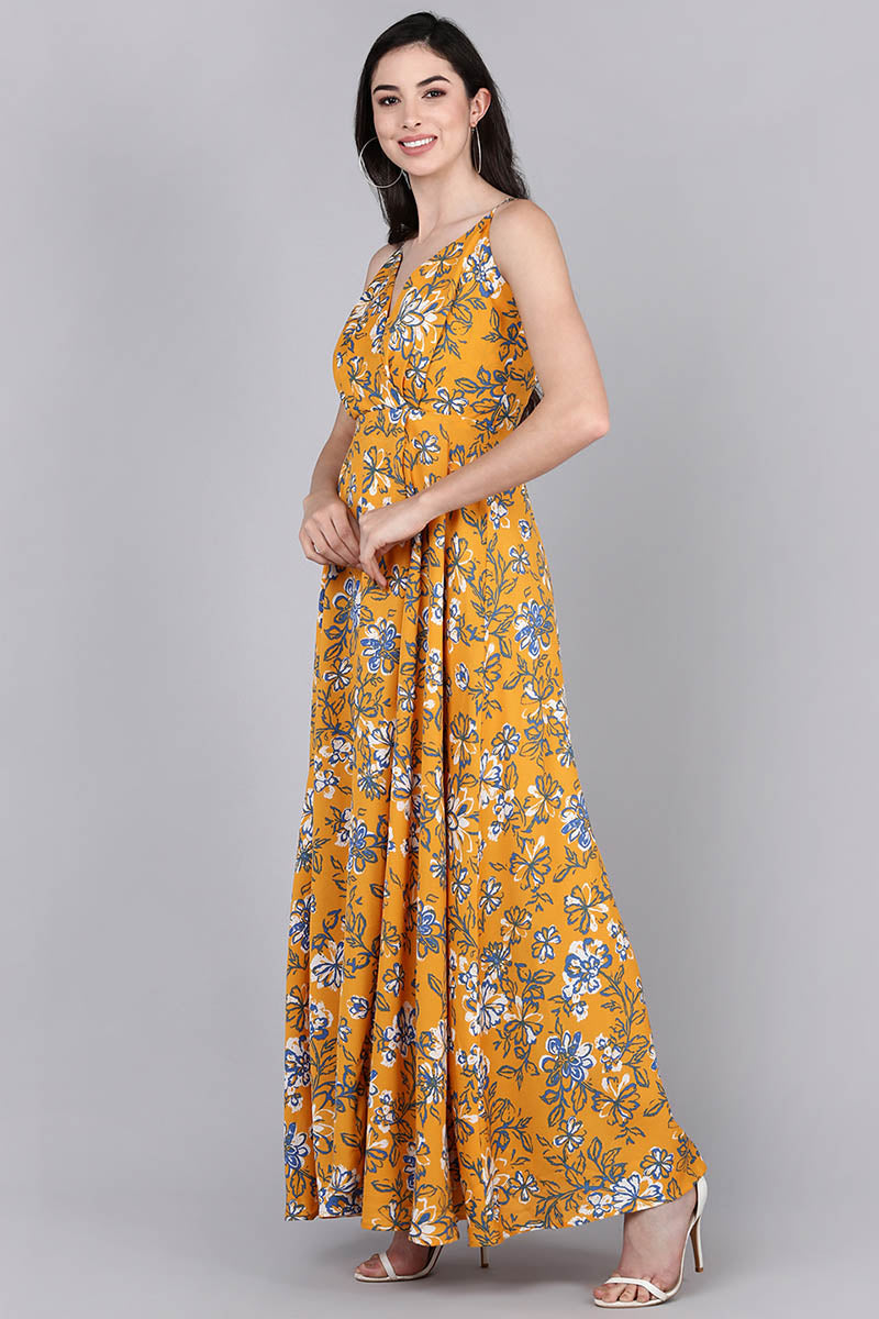  Women Mustard Floral Printed Dress