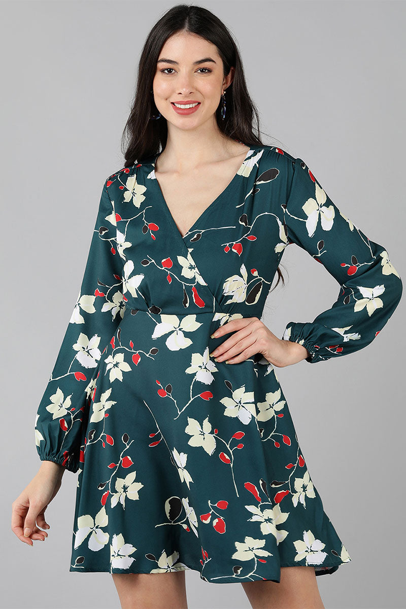  Women Green Floral Printed Dress