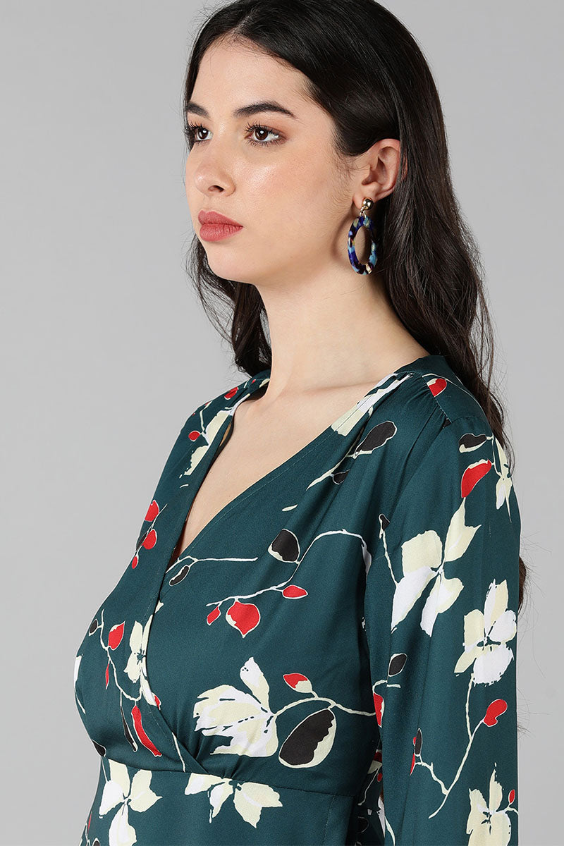  Women Green Floral Printed Dress