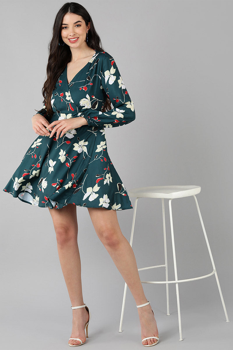  Women Green Floral Printed Dress