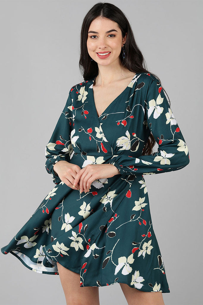  Women Green Floral Printed Dress