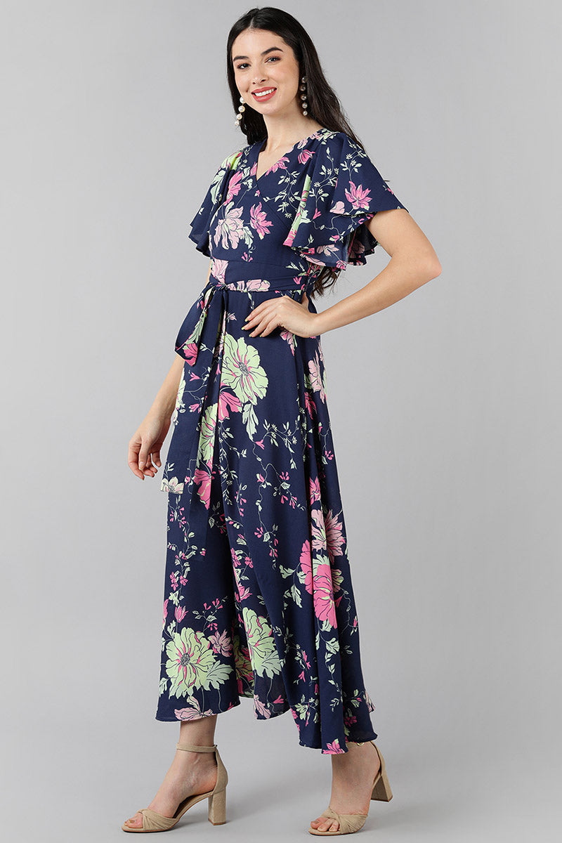  Women Purple Floral Printed Dress